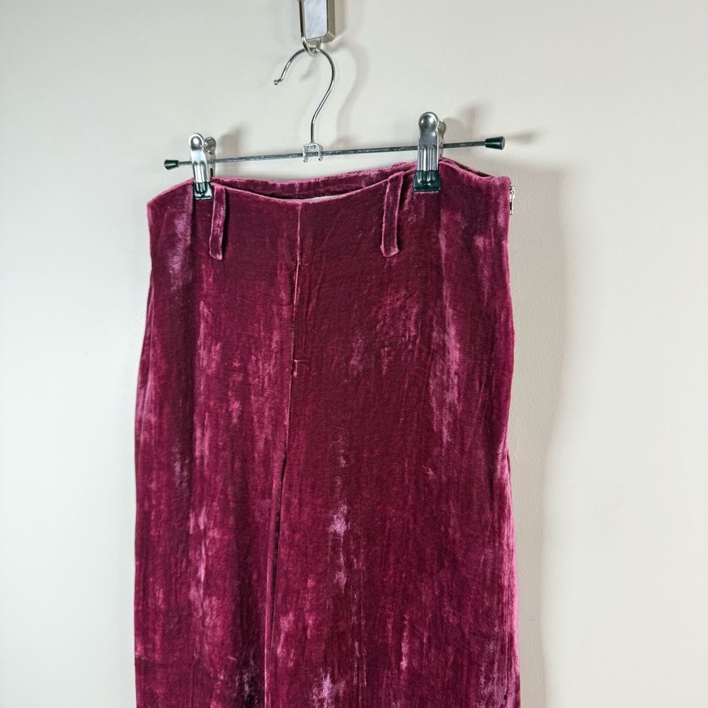 Alix of Bohemia Charlie Plum Velvet Wide-Leg Pants - Picture 4 of 11